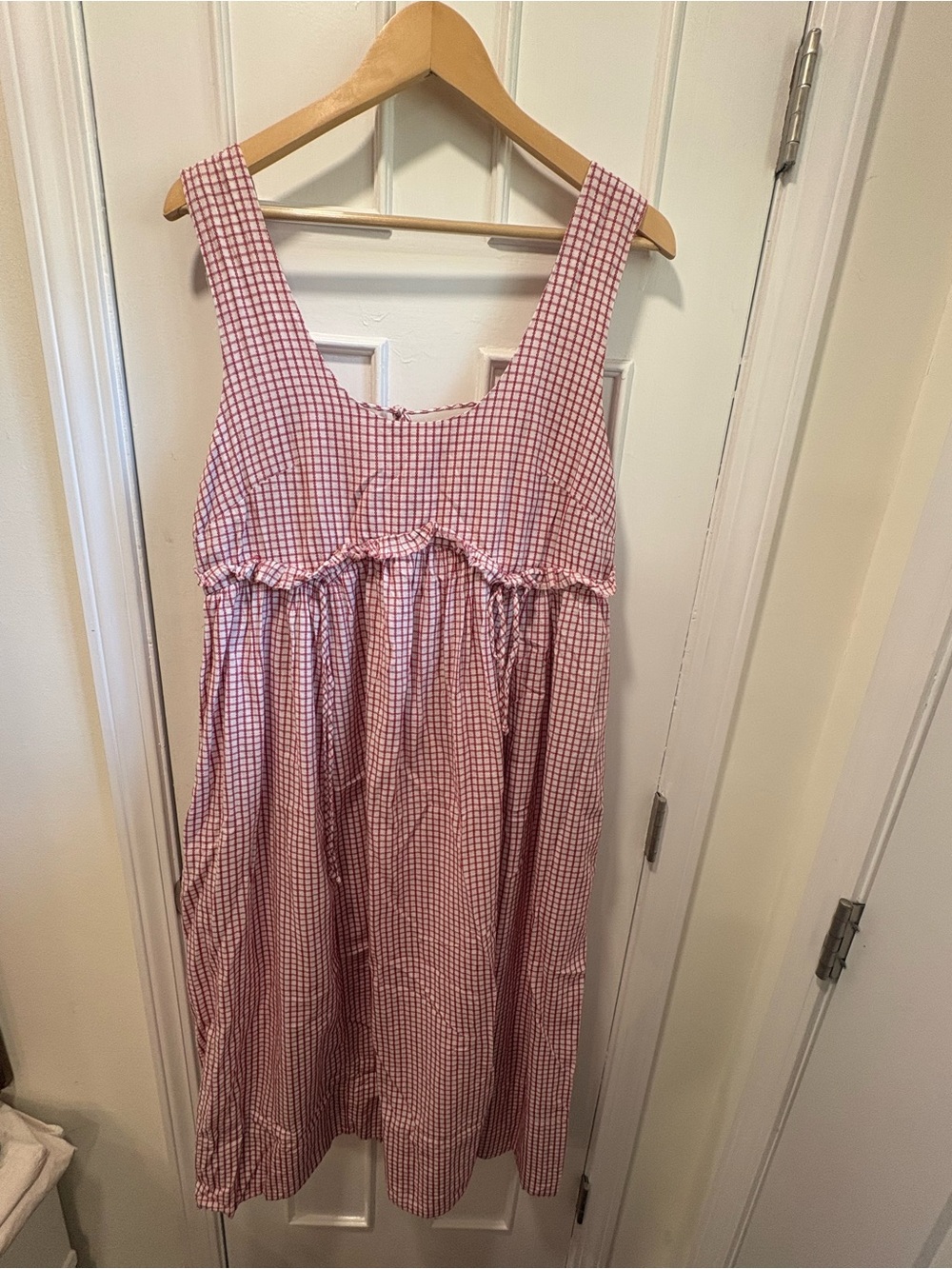 Anthropologie Pink Gingham Midi Dress